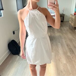 White high neck, halter mini dress
